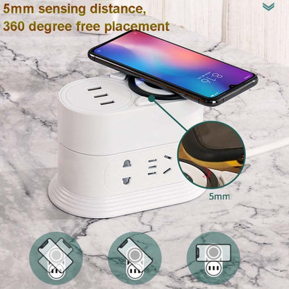 Mobile Phone Wireless Charging Socket Creative Smart USB Power Strip Multi-Function Desktop Vertical Power Strip, CN Plug, Specification: 0.8 Meters, Style:2 Layer(White) - Consumer Electronics by buy2fix | Online Shopping UK | buy2fix