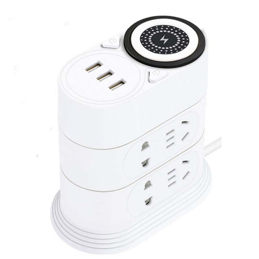 Mobile Phone Wireless Charging Socket Creative Smart USB Power Strip Multi-Function Desktop Vertical Power Strip, CN Plug, Specification: 1.8 Meters, Style:3 Layer(White) - Consumer Electronics by buy2fix | Online Shopping UK | buy2fix