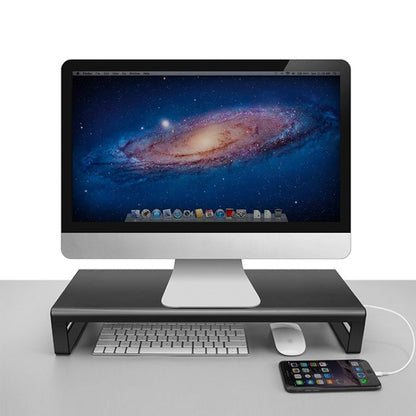 Vaydeer Metal Display Increase Rack Multifunctional Usb Wireless Laptop Screen Stand, Style:L-Wireless Charging-Black(Wireless Charger+1xSplitter+4xUSB3.0) - Computer & Networking by Vaydeer | Online Shopping UK | buy2fix