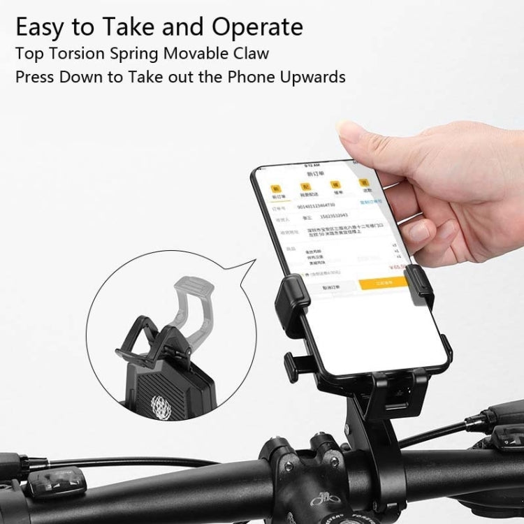 Bicycle Mobile Phone Holder Can Rotate And Adjust Fixed Aluminum Alloy Bracket Automatic Grab Bracket, Style:Handlebar Installation(Silver) - Holders by buy2fix | Online Shopping UK | buy2fix