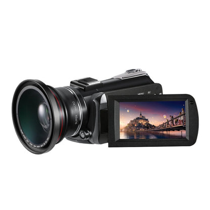 ORDRO AC5 4K HD Night Vision WiFi 12X Optical Zoom Digital Video DV Camera Camcorder, Style:Standard+  Microphone + Fill Light(Black) - Consumer Electronics by ORDRO | Online Shopping UK | buy2fix