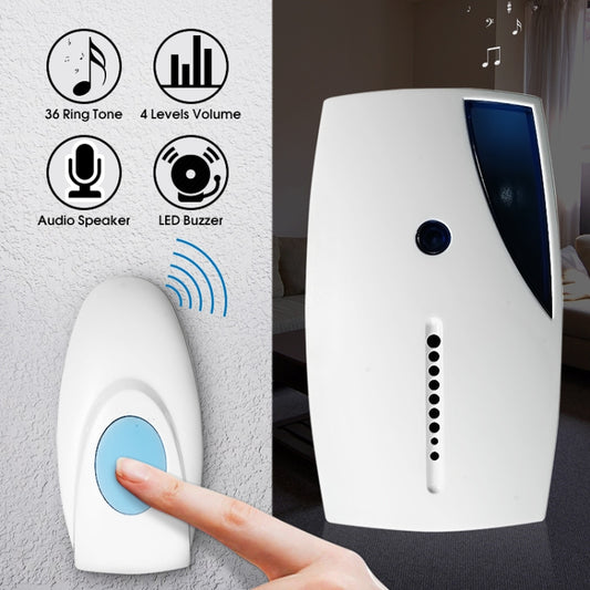 513E Waterproof LED Wireless Doorbell Remote Control Door Bell with 36 Tune Chimes Songs - Security by buy2fix | Online Shopping UK | buy2fix