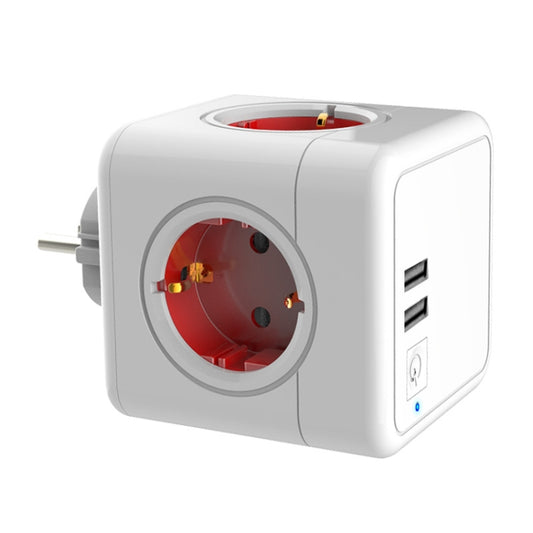 Creative Power Cube Socket Conversion Socket, EU Plug In-line Red+U+ Switch - Consumer Electronics by buy2fix | Online Shopping UK | buy2fix