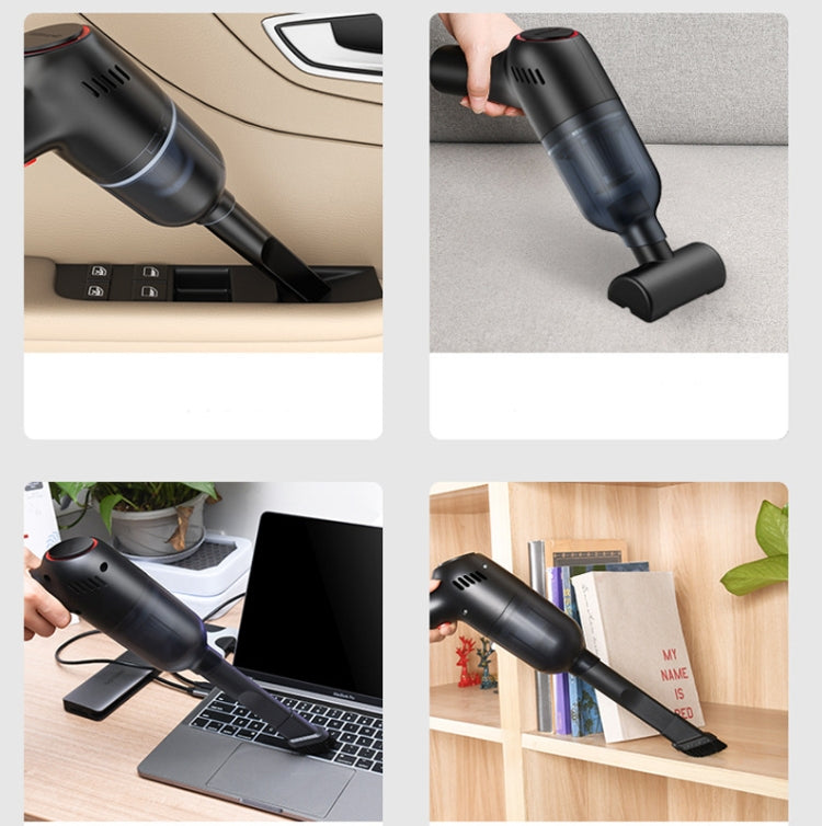 SHANEN 120W 8000Pa Car Vacuum Cleaner Car Wireless Charging High-Power Powerful Mini Handheld Vacuum Cleaner Black  Filterx2 - Vacuum Cleaner by buy2fix | Online Shopping UK | buy2fix