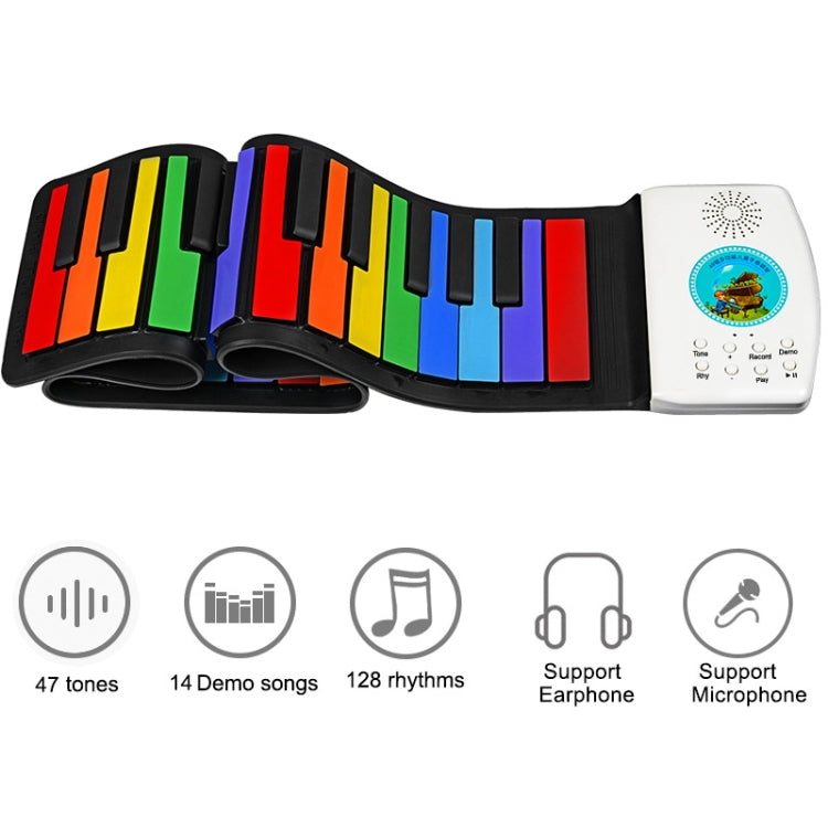 HUA008-49 49-Key Hand-Rolled Foldable Piano Children Color Piano(Color English) - Keyboard Instruments by buy2fix | Online Shopping UK | buy2fix