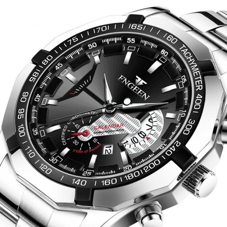 FNGEEN S001 Men Waterproof Watch Calendar Watch(Black Leather Full Gold Golden Surface) - Alloy Watches by FNGEEN | Online Shopping UK | buy2fix