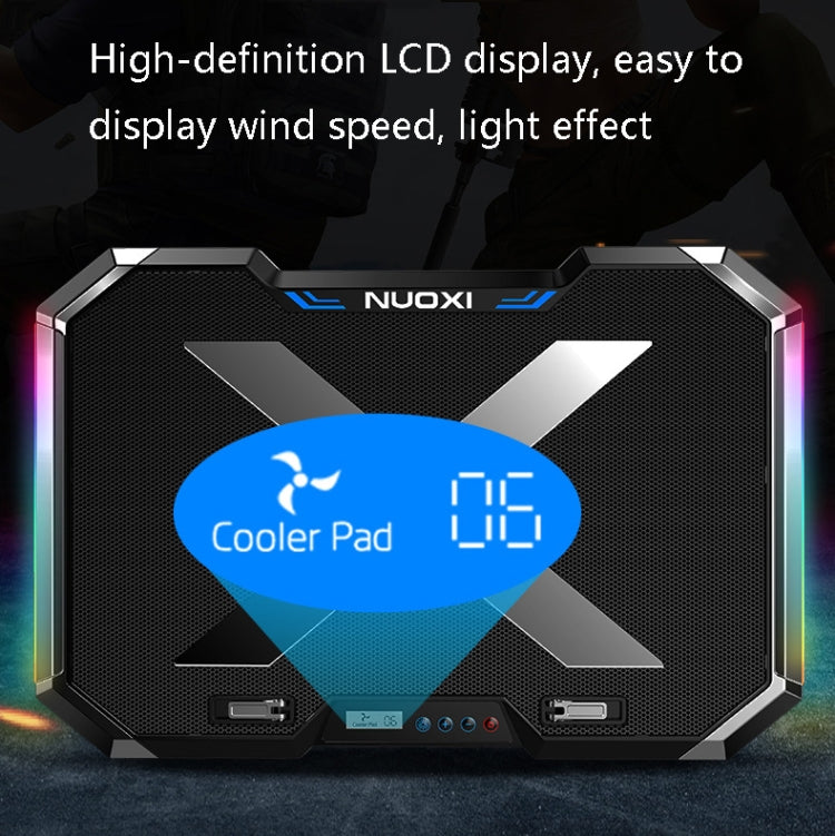 NUOXI Q8 Notebook Radiator LCD Screen Button Controllable RBG Luminescence Computer Cooling Base(Black) - Cooling Pads by NUOXI | Online Shopping UK | buy2fix