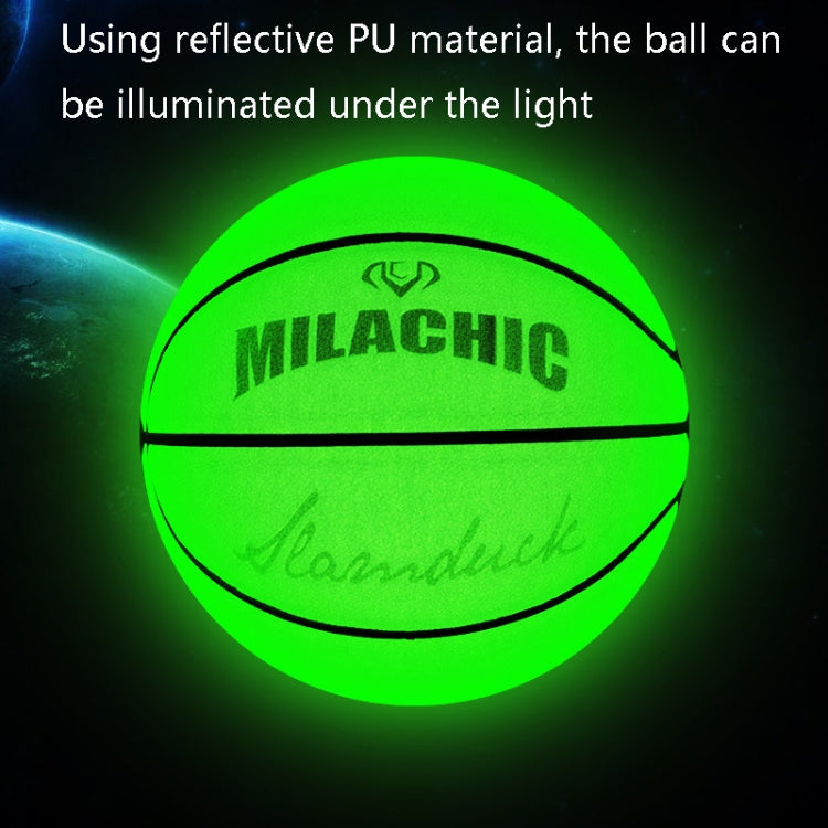 MILACHIC Number 7 Fluorescent Green Holographic Reflective Basketball - Balls by MILACHIC | Online Shopping UK | buy2fix