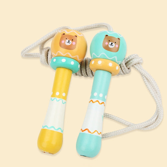 Wooden Cartoon Children Skipping Rope Kindergarten Pupils Beginners Adjustable Skipping Rope, Length: 2.16m(Bear) - Toy Sports by buy2fix | Online Shopping UK | buy2fix