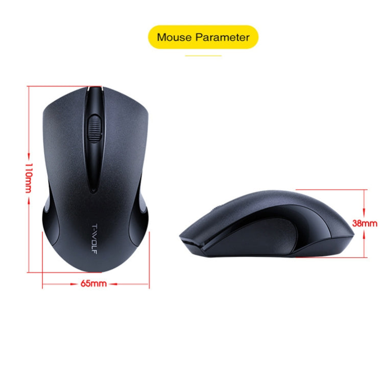 T-WOLF Q2 3-Buttons 1200 DPI 2.4GHz Wireless Mouse( Black) - Wireless Mice by buy2fix | Online Shopping UK | buy2fix