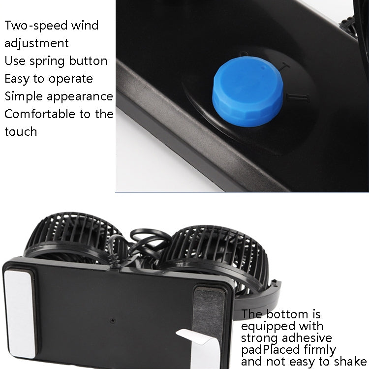 Car Fan Portable Mini Adjustable Car Double-Headed Electric Fan, Colour: Blue USB Universal - Heating & Fans by buy2fix | Online Shopping UK | buy2fix