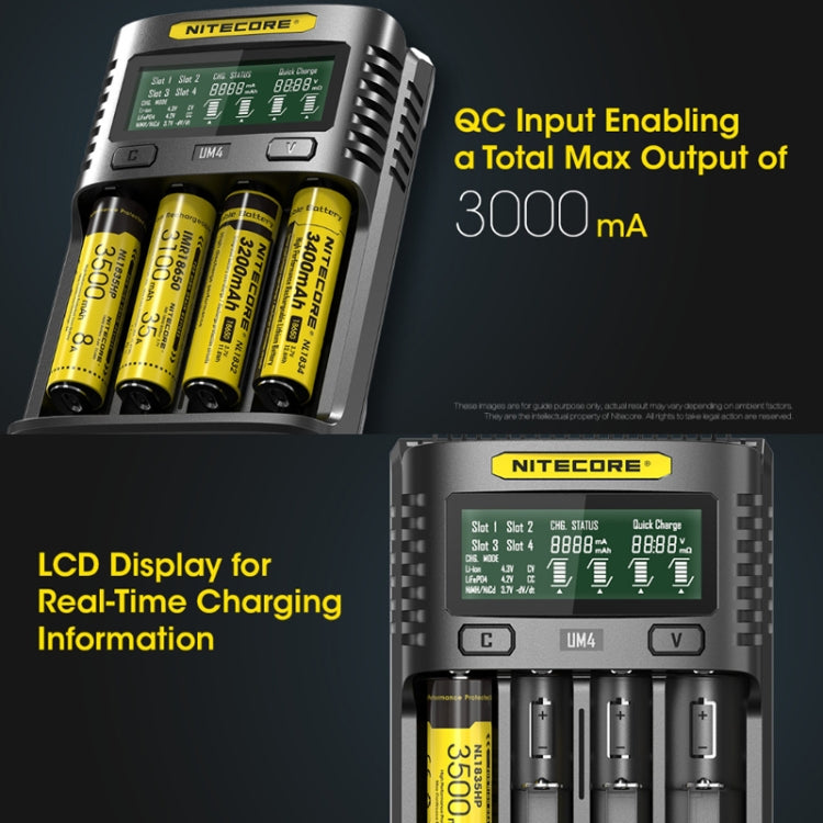 NITECORE Smart LCD Display Automatically Activates Repair USB 4-Slot Charger(UM4) - Charger & Converter by NITECORE | Online Shopping UK | buy2fix