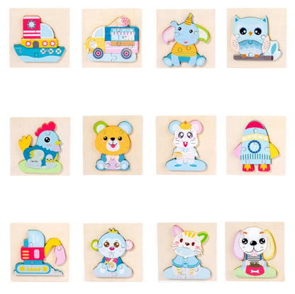 3 PCS Early Childhood Education Wooden Three-Dimensional Jigsaw Puzzle Toy(S-Ice Cream Car) - Puzzle Toys by buy2fix | Online Shopping UK | buy2fix