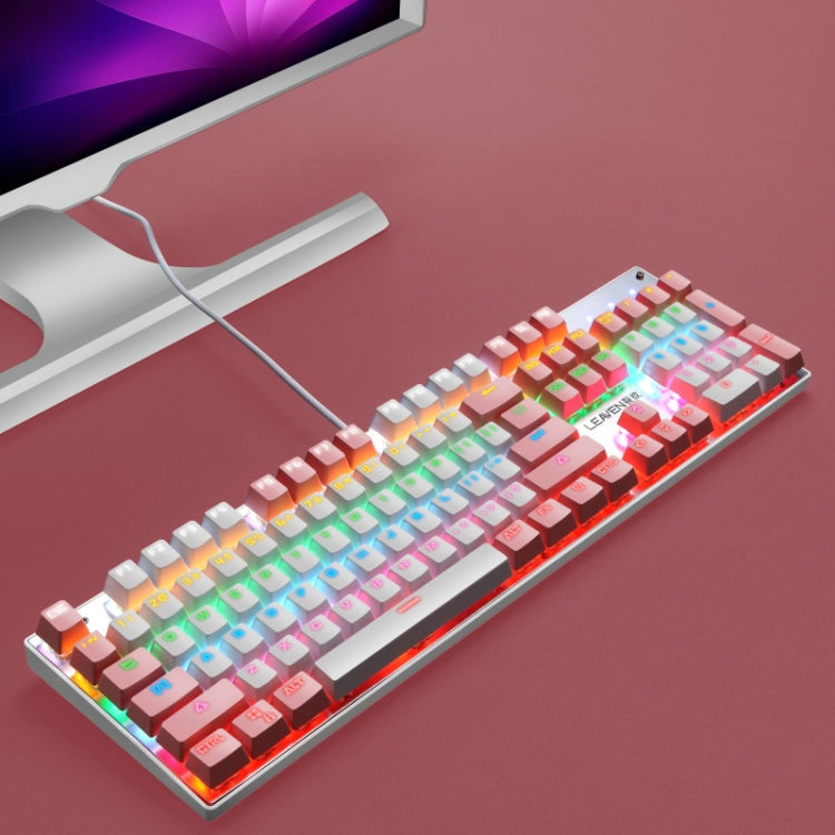 104 Keys Green Shaft RGB Luminous Keyboard Computer Game USB Wired Metal Mechanical Keyboard, Cabel Length:1.5m, Style: Double Imposition Version (Pink White) - Wired Keyboard by buy2fix | Online Shopping UK | buy2fix