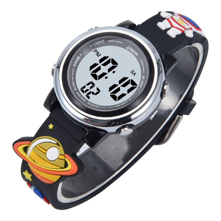 JNEW A380-86161 Children Cartoon 3D Space Planet Multifunctional Waterproof Sports LED Electronic Watch(Black) - Cartoon Watches by JNEW | Online Shopping UK | buy2fix