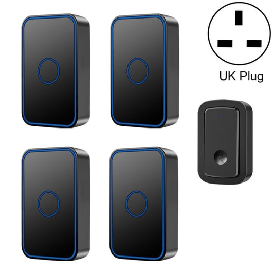 CACAZI A19 1 For 4 Wireless Music Doorbell without Battery, Plug:UK Plug(Black) - Security by CACAZI | Online Shopping UK | buy2fix