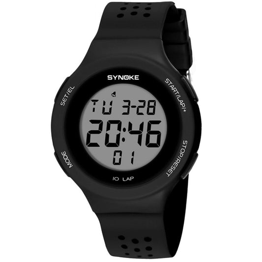 SYNOKE 67866 Swimming Waterproof Porous Breathable Silicone Strap Sports  LED Electronic Watch(Black) - LED Digital Watches by SYNOKE | Online Shopping UK | buy2fix