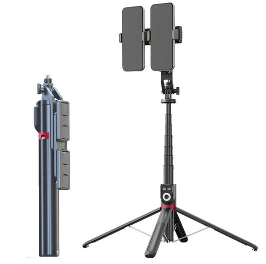 360-Degree Rotating Foldable Bluetooth Selfie Sticks Live Stand, Spec: P225 TK (Double Clip) - Consumer Electronics by buy2fix | Online Shopping UK | buy2fix