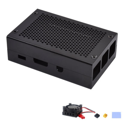 Aluminum Alloy Shell Grid Cooling Box For Raspberry Pi 3 Model B Pi 2/B + Black with Fan - Raspberry Pi Accessories by buy2fix | Online Shopping UK | buy2fix