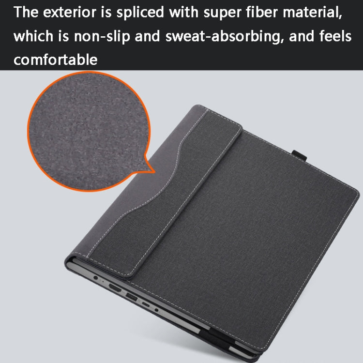 13.5 Inch Multifunctional PU Leather Laptop Sleeve For Microsoft Surface Laptop 1/2/3/4(Gentleman Gray) - Other by buy2fix | Online Shopping UK | buy2fix