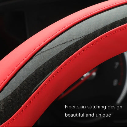 Leather Carbon Fiber Stitching Car Steering Wheel Set, Diameter: 38cm(Black D Shape) - In Car by buy2fix | Online Shopping UK | buy2fix