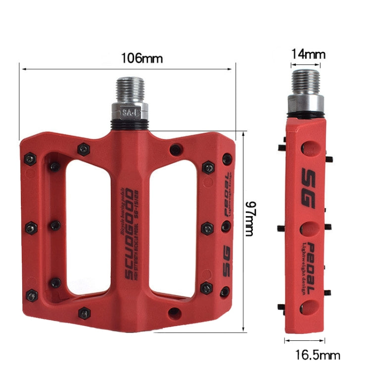 FMFXTR Mountain Bicycle Pedal Nylon Fiber Bearing Non-Slip Pedal(SG-12B Red) - Pedals by FMFXTR | Online Shopping UK | buy2fix