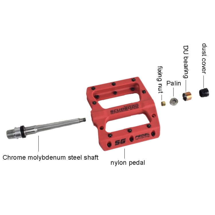 FMFXTR Mountain Bicycle Pedal Nylon Fiber Bearing Non-Slip Pedal(SG-12B Red) - Pedals by FMFXTR | Online Shopping UK | buy2fix