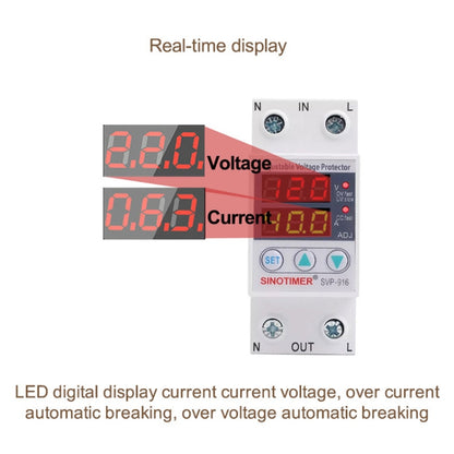 SINOTIMER SVP-916 Adjustable Self-resetting Over-voltage Under-voltage Protector, Current: 63A - Consumer Electronics by SINOTIMER | Online Shopping UK | buy2fix