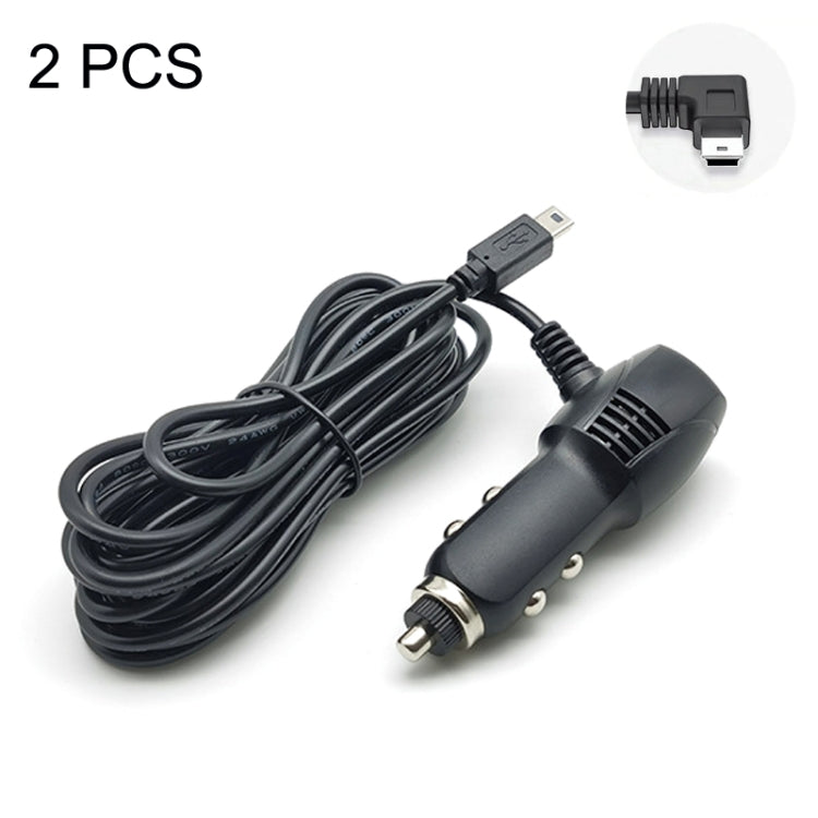 2 PCS Car Charger Fast Charging Driving Recorder Supply Line, Style: 1.5A+2.4A(Mini Right Bend) - In Car by buy2fix | Online Shopping UK | buy2fix