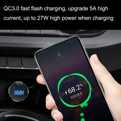 2PCS JY-032 USB Digital Display Fast Charge Car Charger, Style: 3.5A + QC3.0(Android Right Bend) - In Car by buy2fix | Online Shopping UK | buy2fix