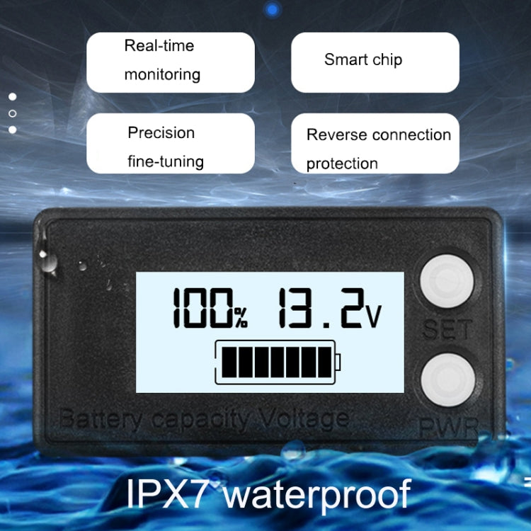 Waterproof LCD Two-wire Lead-acid Lithium Battery Digital Display Voltage Meter 8-100V (Blue) - Consumer Electronics by buy2fix | Online Shopping UK | buy2fix