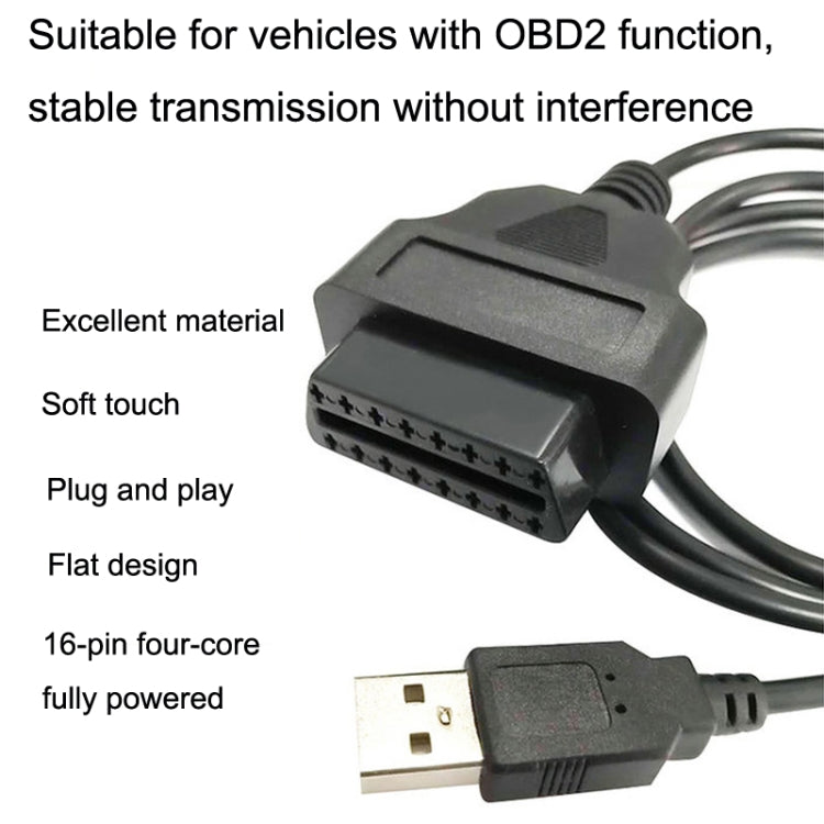 16PIN USB AM To OBD2 Female Conversion Cable Car Computer Diagnostic Cable - In Car by buy2fix | Online Shopping UK | buy2fix