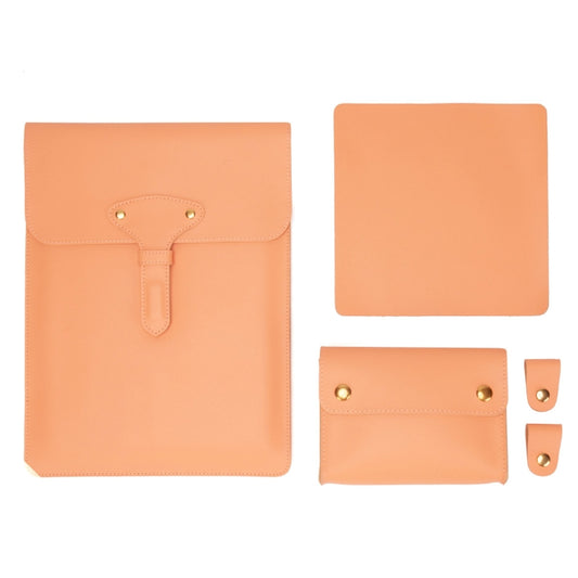 S177 3 In 1 Leather Waterproof Laptop Liner Bags, Size: 14 inches(Honeydet Oranges) - 14.1 inch by buy2fix | Online Shopping UK | buy2fix