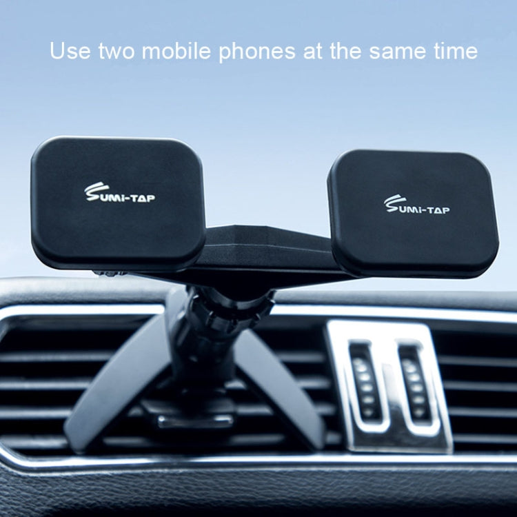 SUMITAP STH-S44Y Car Mobile Phone Double Head Magnetic Stand(Gray) - In Car by SUMITAP | Online Shopping UK | buy2fix