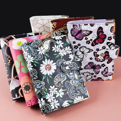 A6 PU Leather Color Printing Notebook Zipper Bag Loose-leaf Budget Binder(Flower-Rose Red) - Notebooks by buy2fix | Online Shopping UK | buy2fix