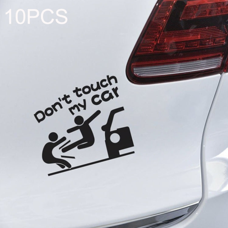 10PCS Reflective Funny Text Do Not Touch My Car Car Sticker(Black) - In Car by buy2fix | Online Shopping UK | buy2fix