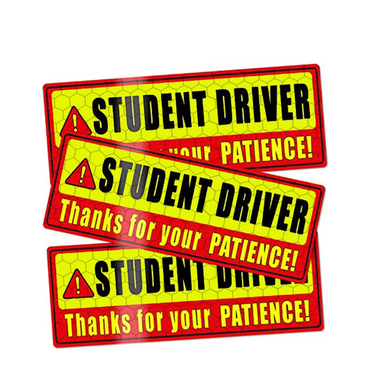 2 PCS STUDENT DRIVER Novice Car Sticker Magnetic Reflective Car Sticker 25 x 8 cm(Type A) - In Car by buy2fix | Online Shopping UK | buy2fix