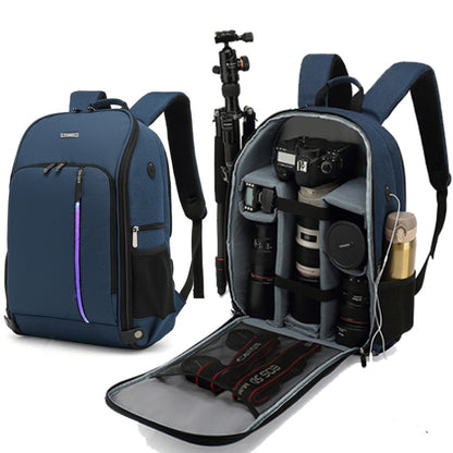 TONO LED Light SLR Digital Camera Backpack With USB Port(Grey) - Backpack by TONO | Online Shopping UK | buy2fix