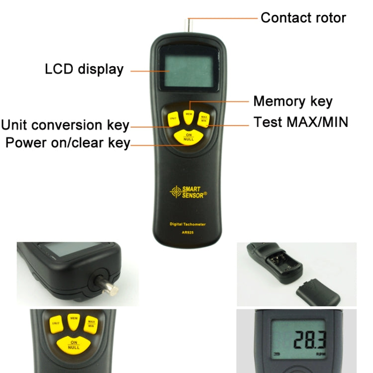 Smart Sensor AR925 LCD Display Contact Tachometer - Tachometers & Anemometer by Smart Sensor | Online Shopping UK | buy2fix