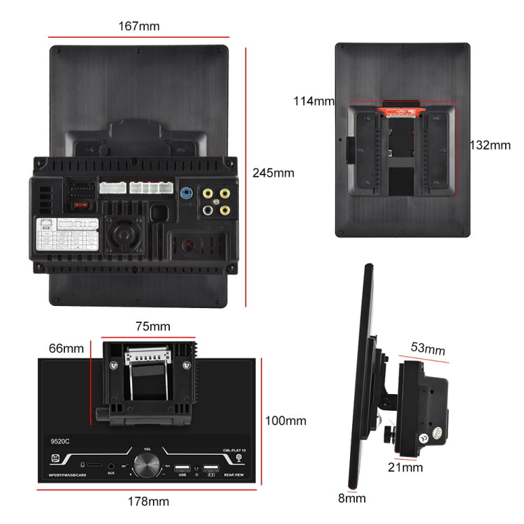 9520C Double Spindle 9.5 inch Vertical Screen Car MP5 Player, Style: Standard+12 Light Camera - In Car by buy2fix | Online Shopping UK | buy2fix