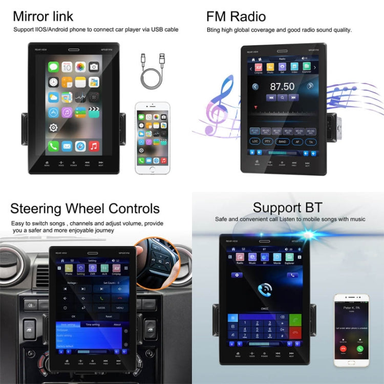 C800 9.5 Inch MP5 Single Butt Carplay Player, Style: Standard+8 Light Camera - In Car by buy2fix | Online Shopping UK | buy2fix