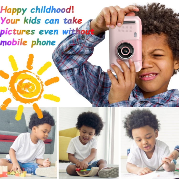 2.4 Inch Children HD Reversible Photo SLR Camera, Color: Yellow Blue + 16G Memory Card + Card Reader - Children Cameras by buy2fix | Online Shopping UK | buy2fix