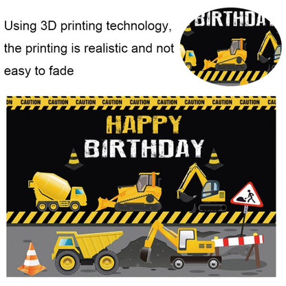 1.2m x 0.8m Construction Vehicle Series Happy Birthday Photography Background Cloth(11604070) - Camera Accessories by buy2fix | Online Shopping UK | buy2fix