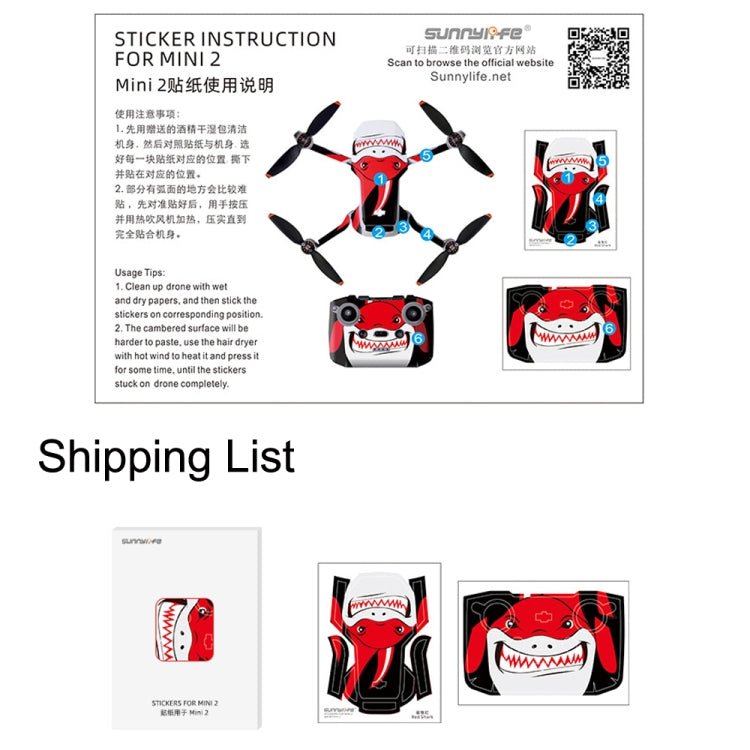 Sunnylife MM2-TZ452 For DJI Mini 2 Waterproof PVC Drone Body + Arm + Remote Control Decorative Protective Stickers Set(Color Graffiti) - DJI & GoPro Accessories by Sunnylife | Online Shopping UK | buy2fix