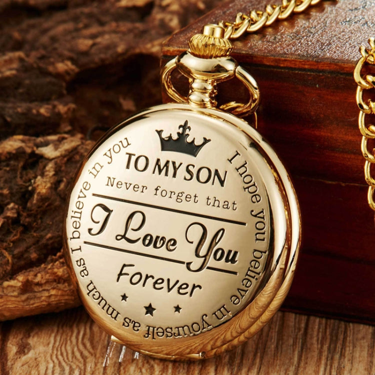 Engraved Vintage Commemorative Quartz Pocket Watch Round Watch, Style: Forever (Gold) - Necklace Watch Watches by buy2fix | Online Shopping UK | buy2fix