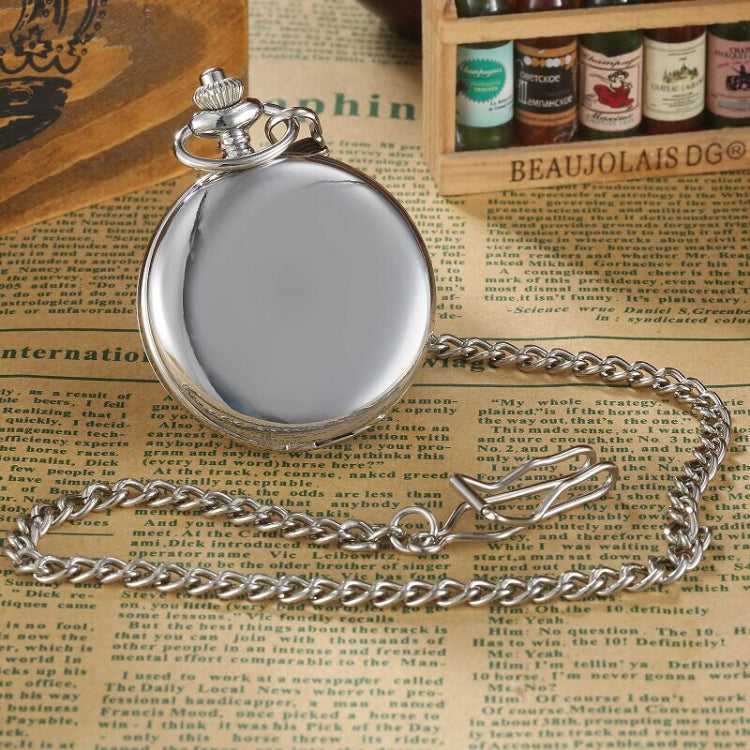 pm240 Classic Double Open Double Face Vintage Manual Mechanical Pocket Watch with Roman Lettering(Silver Shell Silver Face Silver Movement) - Necklace Watch Watches by buy2fix | Online Shopping UK | buy2fix