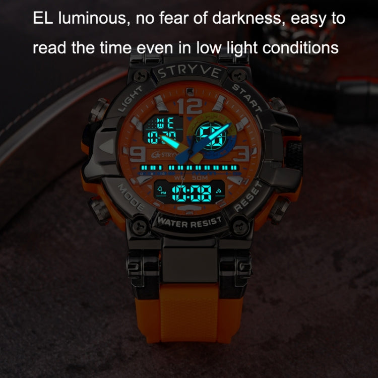 STRYVE S8026 Sports Colorful Night Light Electronic Waterproof Watch Multifunctional Student Watch(Orange) - Leather Strap Watches by STRYVE | Online Shopping UK | buy2fix