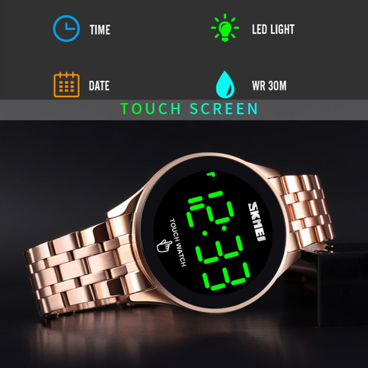 SKMEI 1579 Simple Touch Screen LED Luminous Stainless Steel Electronic Watch, Color: Rose Gold - Alloy Watches by SKMEI | Online Shopping UK | buy2fix