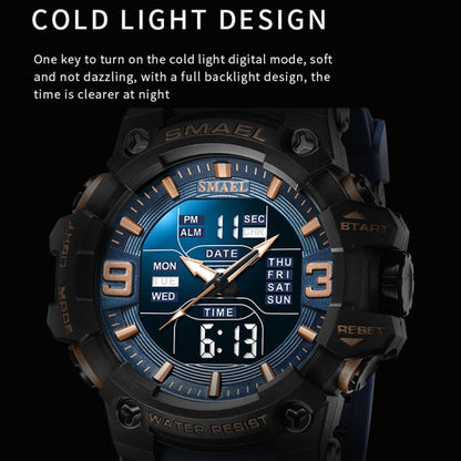 SMAEL 8049 Waterproof Sports Watch Men Multi-function Night Light Electronic Watch(Black) - Leather Strap Watches by SMAEL | Online Shopping UK | buy2fix