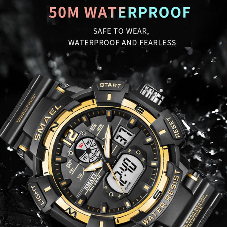 SMAEL 8045 Outdoor Waterproof Time Sports Luminous Dual Display Watch(Black Gold) - Sport Watches by SMAEL | Online Shopping UK | buy2fix